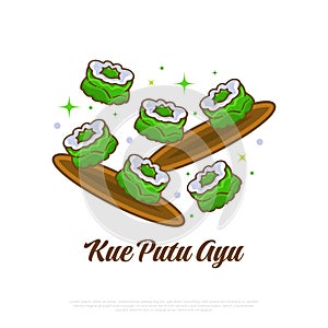 Illustration of Kue Putu Ayu, Indonesian Traditional Cake. Steamed Cake Vector