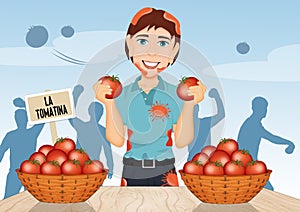 Illustration of la tomatina festival photo