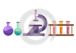 Illustration of laboratory equipment on a chemistry theme