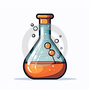 Illustration of a laboratory flask with chemicals in it and isolated in white background.