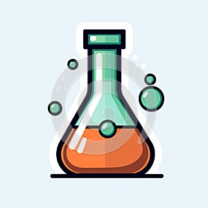 Illustration of a laboratory flask with chemicals in it and isolated in white background.