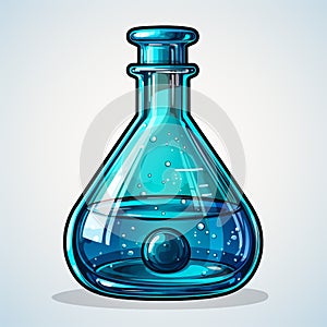 Illustration of a laboratory flask with chemicals in it and isolated in white background.