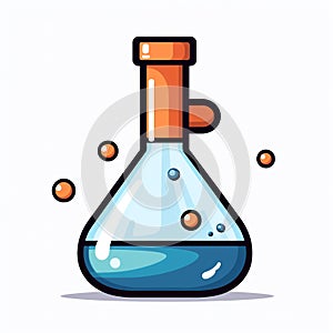 Illustration of a laboratory flask with chemicals in it and isolated in white background.