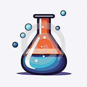 Illustration of a laboratory flask with chemicals in it and isolated in white background.