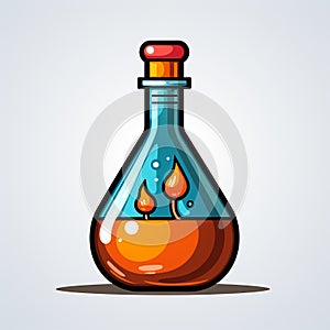 Illustration of a laboratory flask with chemicals in it and isolated in white background.