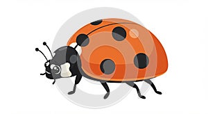 Illustration of a ladybug (Coccinellidae) with a vibrant orange-red shell adorned with photo