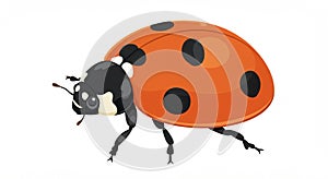 Illustration of a ladybug (Coccinellidae) with a vivid orange shell and black spots. The photo