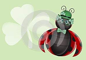 Illustration of ladybug with decorations for St. Patrick  Day