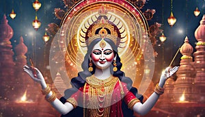 illustration of Lakshmi Indian goddess of abundance