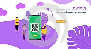 Illustration of landing page Qr search code