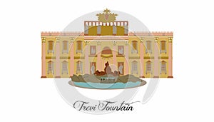 The illustration with landmark the Trevi Fountain