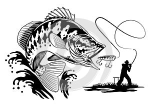 Illustration of Largemouth Bass Fish