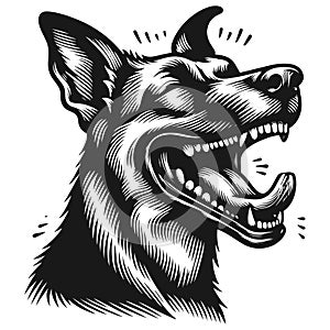 Illustration of a laughing dog on a white background. Vector generative ai.