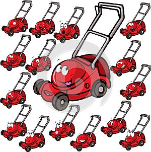 Illustration of lawn mower with face