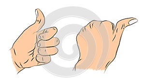 Illustration of left hand with hypermobility thumb. photo