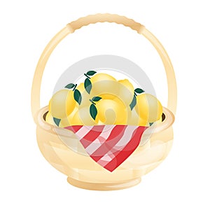 lemon in a basket illustration vector