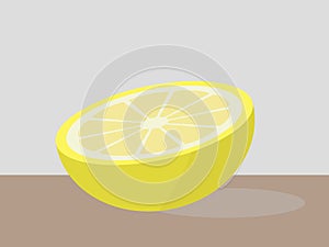 Illustration of lemon on brown floor and grey background vector