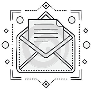 Illustration of a Letter with Envelope and Decorative Design Elements