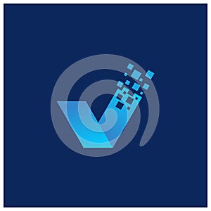 illustration letter V technology logo design