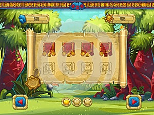 Illustration level selection for a computer game Jungle Treasures