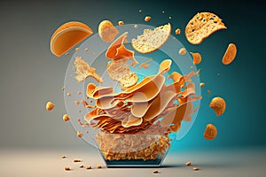 illustration of levitated chips on air, Generative AI