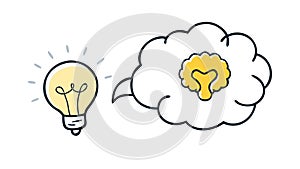 Lightbulb Idea Cloud Thinking Concept, vector design Generative AI