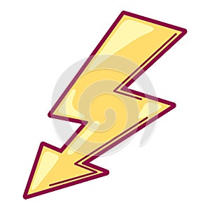 Illustration of lightning in cartoon style. Cute funny object.