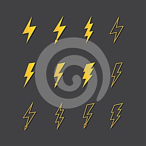 Illustration of lightning icon set