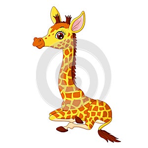 Illustration of little giraffe calf sitting