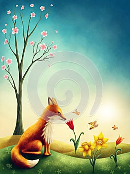 Illustration of a little red fox