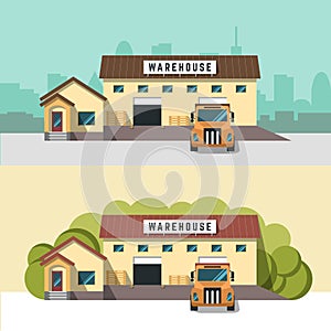 Illustration of logistics and warehouse.