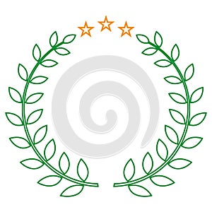Illustration logo green laurel wreath with stars