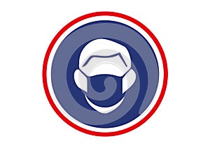 Illustration logo man with protective mask inscribed in a circle