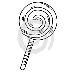 illustration of lollipop outline white on background