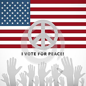 Illustration long USA flag icon with peace sign