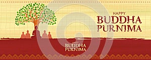 Lord Buddha in meditation for Buddhist festival Happy Buddha Purnima Vesak