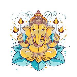 Illustration of Lord Ganesha for Ganesh Chaturthi with background. Ai Generated