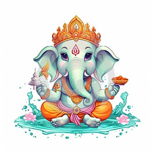 Illustration of Lord Ganesha for Ganesh Chaturthi with background. Ai Generated