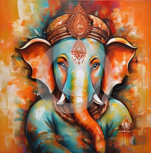 Illustration of Lord Ganesha, son of Shiva and Parvati, revered as the remover of obstacles, worshipped first in Hindu rites.