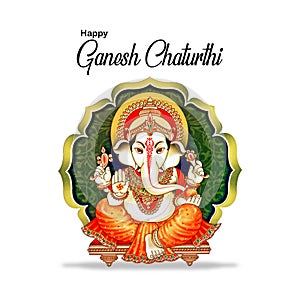 Illustration of Lord Ganpati background for Ganesh Chaturthi with message Shri Ganeshaye Namah