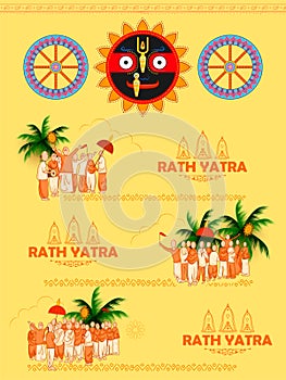 Lord Jagannath, Balabhadra and Subhadra on annual Rathayatra in Odisha festival background photo