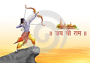 Lord Rama with bow arrow for Shree Ram Navami celebration background for religious holiday of India photo