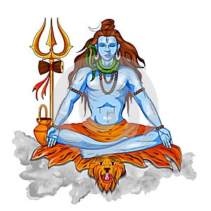 Lord Shiva, Indian God of Hindu for Shivratri with message Om Namah Shivaya meaning I bow to Shiva