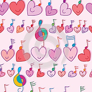 Love shape happy music note seamless pattern