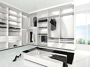 illustration of luxurious white wardrobe in a modern style