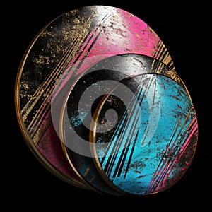 Macro photo of three color circle, abstract, colors