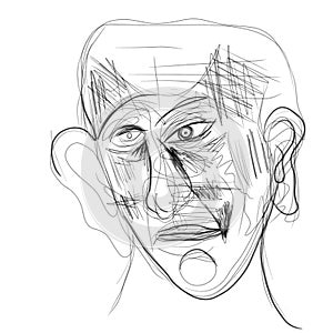 Illustration made on tablet depicting a human face