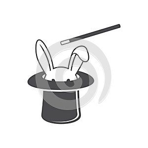 illustration of magic hat, magic icon, vector art.