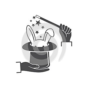 illustration of magic hat, magic icon, vector art.