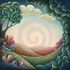 Illustration of magic landscape